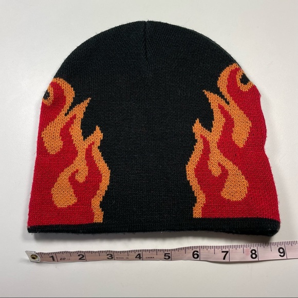 Nolan Glove Company Black Knit Beanie With Flame Design - Picture 6 of 6
